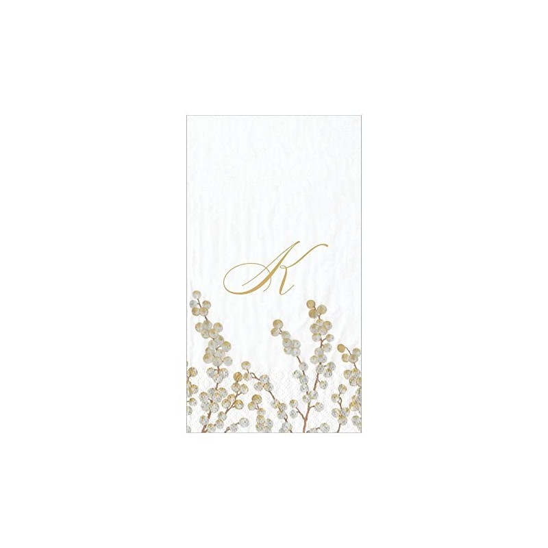 Caspari Berry Branches Single Initial Paper Guest Towel Napkins Letter