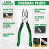 SK 3-Piece Pliers Set, 9.5-Inch Linesman, 8-Inch Diagonal & Needle