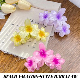 KEWUF 3 Pcs Blumen Haarklammer, hawaiianische Plumeria-Haarspange, Haarklammer mit Blumen-Motiv für dick/dünn Haar, für dickes Haar, Geschenke für Frauen, Teenager, Mädchen