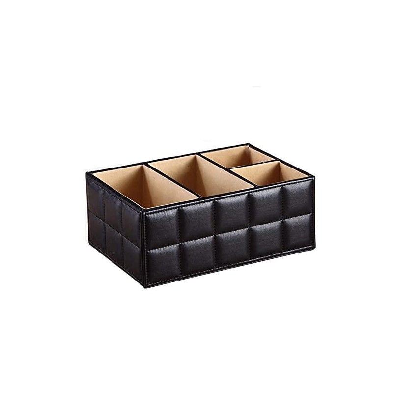 SEIWEI PU Leather Desk Organizer Multi-function Desktop Storage Box Office