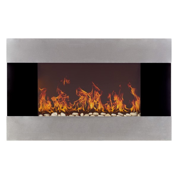 Wall-Mounted Electric Fireplace - Stainless Steel Fireplace Decor for The Living Room or Bedroom with 2 Heat Settings and Remote Control by Northwest
