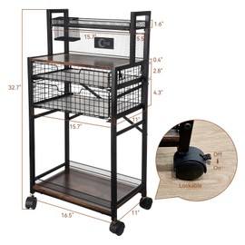 OPHIR 5 Tiers Art Cart, Airbrush Paint Storage Cart with 2 Air Brush Holders, Metal Rolling Craft Cart with Lockable Wheels & 2 Drawers & 1 Paint Brush Holder, for Airbrush Compressor Kit Storage