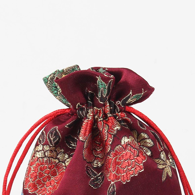 kilofly 14 pc Silk Brocade Jewelry Bag Double Layer Drawstring