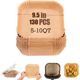 9.5 Inch Paper Air Fryer Liners Disposable,130 Pcs Square Air Fryer Paper Liners, Suitable for 5-10 Qt,Non-stick  Paper for Frying - Color: 7.5"Square-150pcs