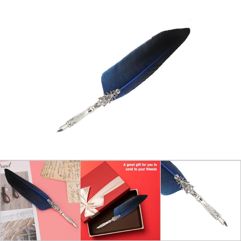 Vintage Retro Feather Dip Pen Alloy Nibs Calligraphy Writing Pen