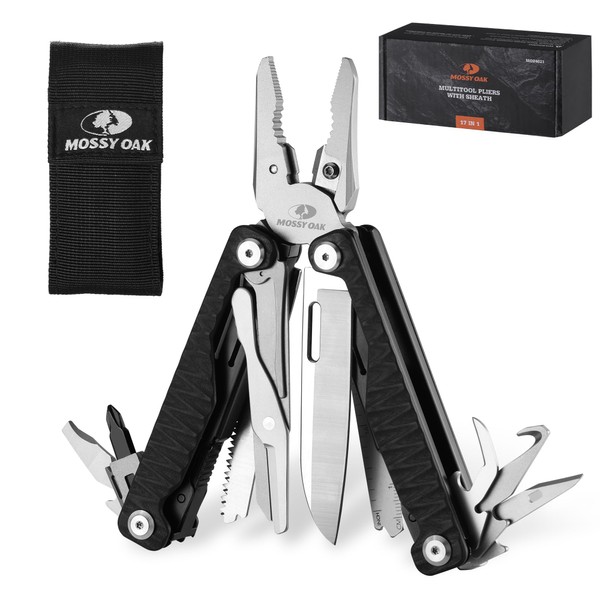 MOSSY OAK Multitool, 17-in-1 MultiTool Pliers with Nylon Sheath, Wire