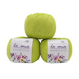 3 Skein - Mercerized Cotton Yarn - Total 150g - Each 1.76 oz(50g)/147 Yrds(135m) Super Soft, Dk Light Baby Yarn-Turkish Yarn (Green, 3-Pack)