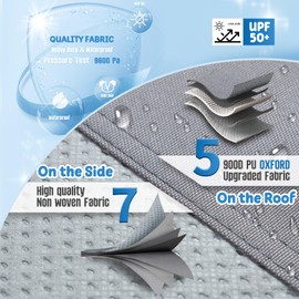 HAHASOLE Travel Trailer RV Cover, 28'7""-31'6"" Extra Thick 900D Top Waterproof RV Cover, Windproof Camper Cover with Zippered Door, Tongue Jack Cover, Gutter Cover, Tire Cover, Straps, Gray