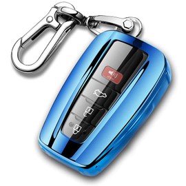 QBUC Toyota Key Fob Cover with Keychain, Soft TPU Case, All-Around Protection, Compatible with 2018-2021 Toyota Camry, RAV4, Avalon, C-HR, Prius, Corolla, Highlander, GT86 Smart Key