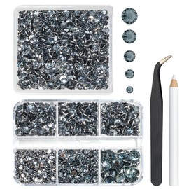 qiipii Dark Gray Resin Rhinestones for Crafting 2mm 3mm 4mm 5mm 6mm Black Diamonds Flatback Stones Non-Hotfix Grey Gems Diamonds Charms for Nails Face Eyes Makeup Tumblers Bottles Crafts Clothes Shoes