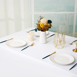 8 Pack Rectangle Tablecloth 60 x 102 inch White Polyester Table Cloth for 6 Feet Tables,Washable Fabric Stain and Wrinkle Resistant Table Cover Table Clothes for Wedding Parties Banquet Kitchen