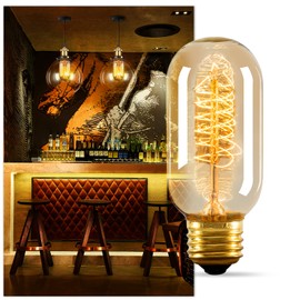 NUODIFAN Edison Bulbs,4-Pack Vingtage Filament Light Bulb,T45 2700K Warm Light 40 Watt,110V-130V E26/E27 Base Dimmable Decorative Antique Screw Light Bulbs for Home Lighting Fixtures