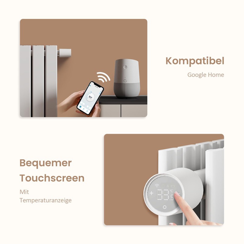 EMKE Smart Radiator Thermostat Kit, Intelligent Heating Thermostat Including Tuya