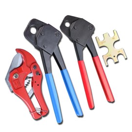 1/2 and 3/4 Pex Crimper & Cutter for Crimp Tool Clamp Tubing Plumbing Gonogo Gauge