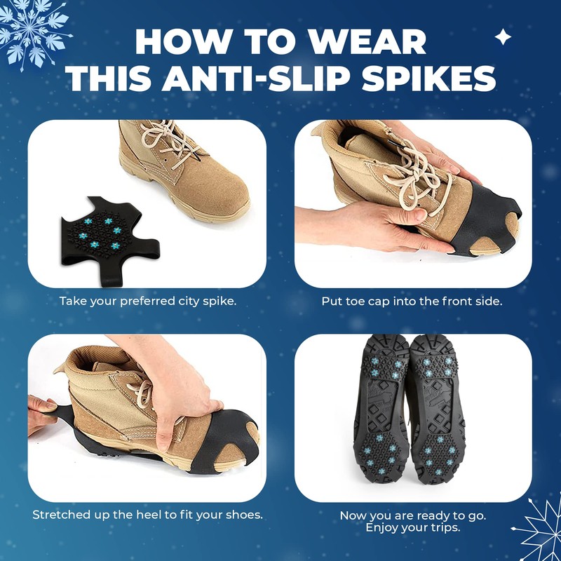 Yatta Life City Spikes Ice Snow Grips - Non-Slip Rubber