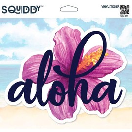 Squiddy Aloha Hibiscus - Vinyl Sticker Decal for Phone, Laptop, Water Bottle (3" Wide)