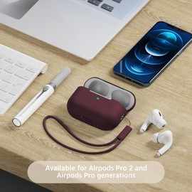 Tandoler Compatible with Airpods Pro 2 Case, Soft Silicone Skin Cover Protective Cases with Cleaner kit and Lanyard Compatible for AirPod Pro 2nd Generation, Front LED Visible - Coffee