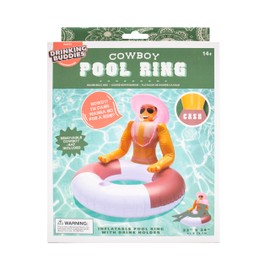 NPW NPW Drinking Buddies Rodeo Cowboy Pool Ring Hunky Cowboy Pool Inflatable Float for Swimming Pool with Removable Hat