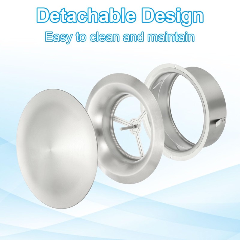 PATIKIL 6 Inch Round Ceiling Diffuser, 304 Stainless Steel Adjustable