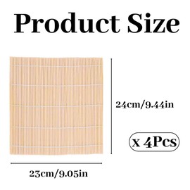 4Pcs Sushi Mat, Bamboo Sushi Rolling Mat DIY Sushi Roller Mold Maker Helper for Beginner(23 x 24cm)