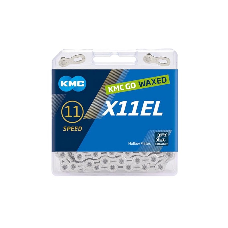 KMC X11EL Waxed 11 Speed Chain, Silver, 118 Link