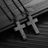 RWQIAN Black Football Cross Necklace for Men Bible Verse,Religious Christian