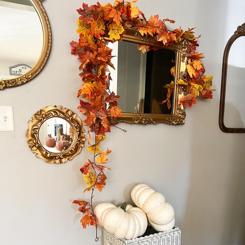 CQURE 3 Pack Fall Leaf Garland, Hanging Fall Vines Autumn