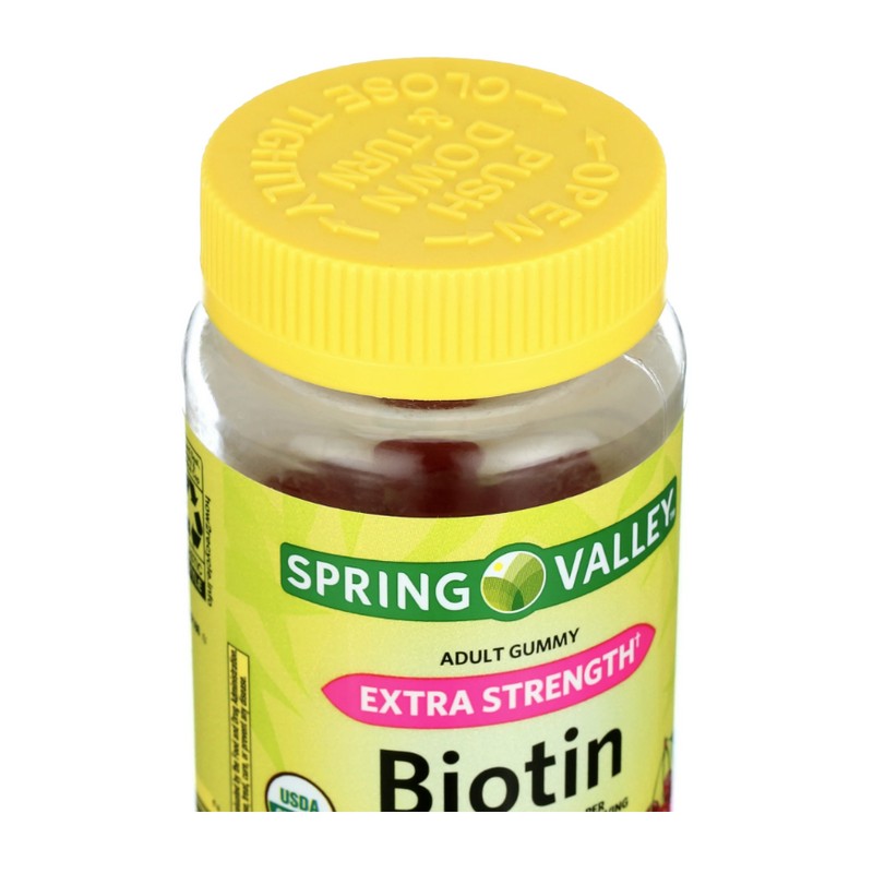 Spring Valley Non-GMO Biotin Dietary Supplement Gummies, Cherry, 10000 Mcg