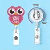 Cute ID Badge Reel Pink Owl Badge Holder with 360°Claw