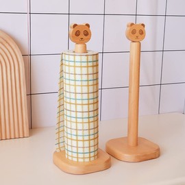 Kitchen Roll Holder, Wooden Paper Towel Holder Free Standing, Cute Panda Kitchen Roll Stand