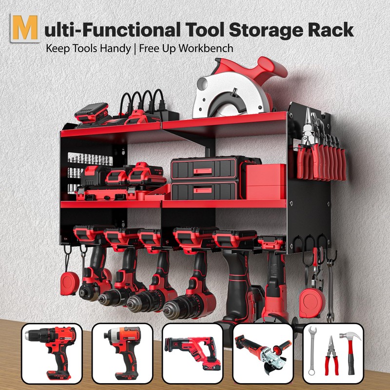 Spampur Power Tool Organizer Wall Mount with Charging Station, 15
