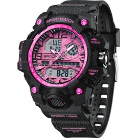 Women's Digital Watch Sport Waterproof Watches Analogue Wrist Watch Military Outdoor Wristwatch with Led Luminous Stopwatch Alarm Dual Time Watch for Ladies Girls