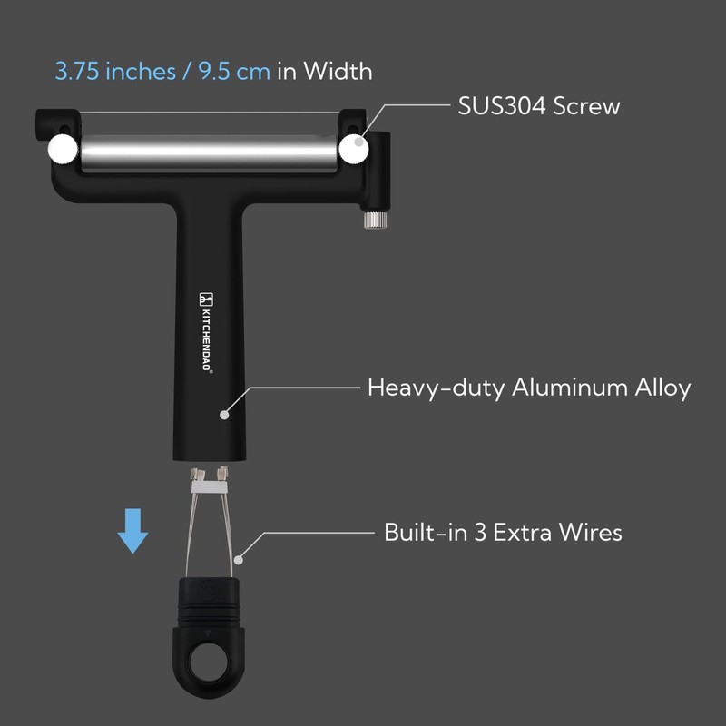 KITCHENDAO Adjustable Wire Cheese Slicer Cutter, 50% Stronger Wires with