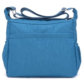 SHIFANQI - Bolso bandolera para mujer, con múltiples bolsillos, impermeable, de nailon, bandolera, bolsillos ligeros, azul mar