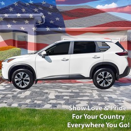 BOGAR TECH DESIGNS Precut Quarter Window American Flag Vinyl Decal Sticker Compatible with Nissan Rogue 2021-2025, Thin Blue Line