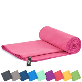 Fit-Flip Microfibre towel - compact, ultra lightweight & quick dry towel - the perfect gym, travel & beach towel - swimming towel for sports, camping & hiking (90x180cm rose + bag)