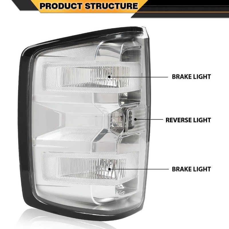 CNNELL Rear Tail Light Assembly Clear Euro Compatible With 2016-2019