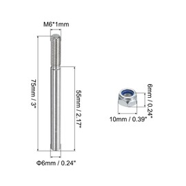 QUARKZMAN Pack of 2 Chassis Steel Axles 1/4 Inch Diameter 3 Inch Length M6 Wheel Drive Shaft with Nuts for RC Aeroplane