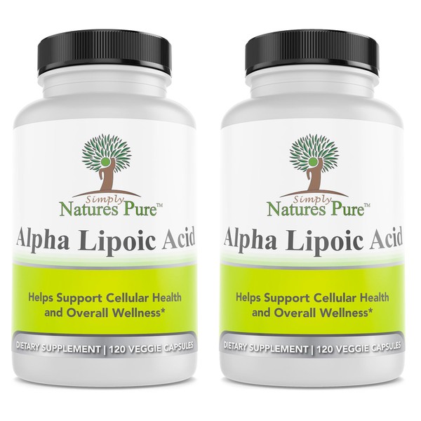 Simply Natures Pure Alpha Lipoic Acid 600mg 240 Veggie Capsules RLA R-LA R-Lipoic S-Lipoic, ALA, Non-GMO Thioctic Acid 8 Month Supply