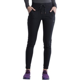 Form Scrub Pants for Women, Stretchy Knit Drawstring Scrubs for Women CK095, L, Black