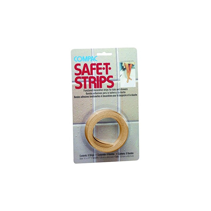 Compac Safe-T-Strips Beige Bath Treads Permanent Adhesive Vinyl, 3/4 Inches