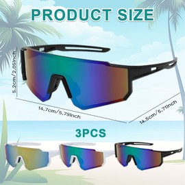 Sunglasses Cycling Glasses Sports Sunglasses Men Women Cycling Glasses Quick Glasses - 3 Pairs Outdoor Sports Glasses for Men and Women, 400 UV Protection, Anti-Fog for Cycling, Running