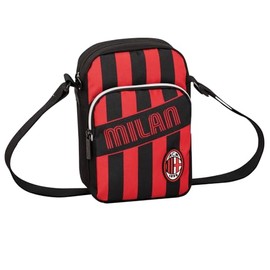 Men's Shoulder Bag - A.C. Milan Football Black/Red - Zip Opening - Belt Bag for Boys - Milanist Fan - Football Gadget Series A, Black and Red, Taglia unica, Backpack, Black and red., Backpack