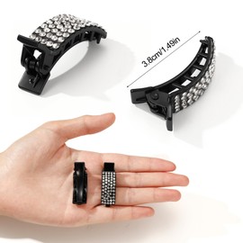 CWJCYTNSN Small Hair Clips - 10 Pcs No-Slip Glitter Tiny Hair Clips with Teeth Rhinestone Mini Hair Accessories for Women Girls, Silver