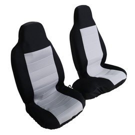 GXARTS 2Pcs Front Driver and Passenger 60/40 High Back Bench Seat Cover Black & Gray Compatible with Ford Ranger 2004 2005 2006 2007 2008 2009 2010 2011 2012 (Without Console Cover)