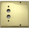 Polished Brass 2 Gang Switch Plate - 1 Push Button