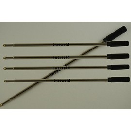 5 Quality Intrepid Medium Black Ballpoint Refills for All Cross Ballpoint Pens (Bulk Pack)