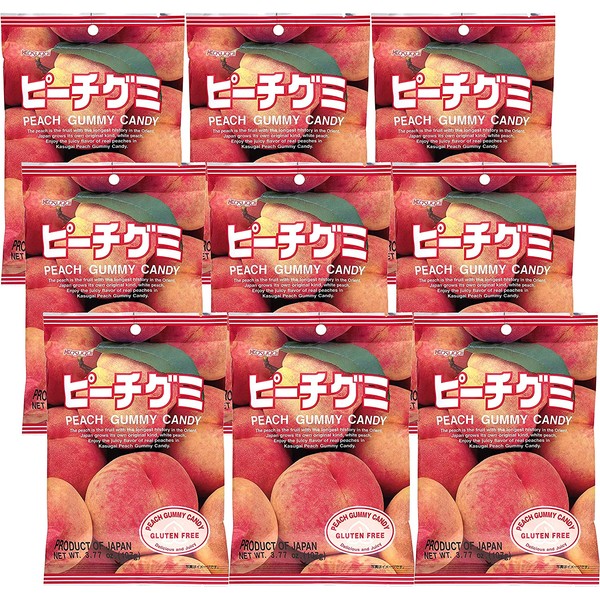 Kasugai Peach Gummy Candy 3.77oz (9 Pack)