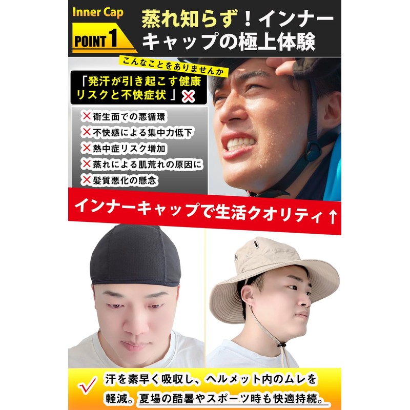 Fieekty Inner Cap, Set of 2, Helmet, Inner, Sweat Absorbent,
