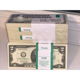 Pack of (40) NEW $2 Bills Unc Consecutive Serial# Two Dollar REAL MONEY